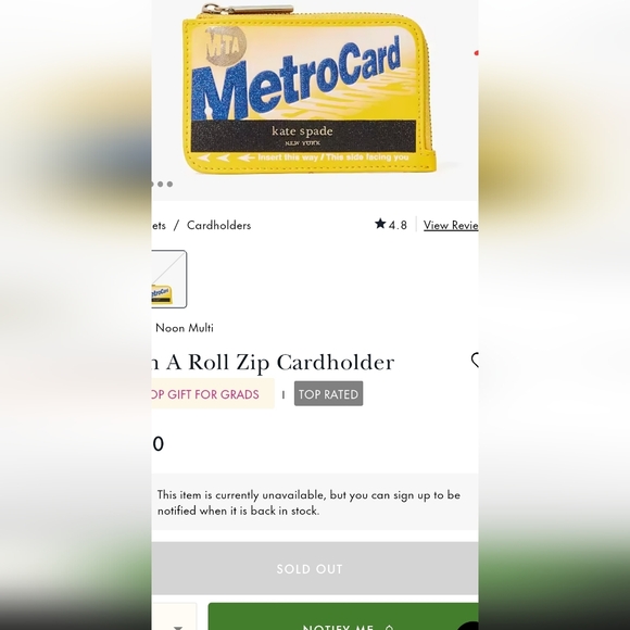 KATE SPADE NWT On A Roll Zip Cardholder 🚌 🚆Sold out - Picture 6 of 6